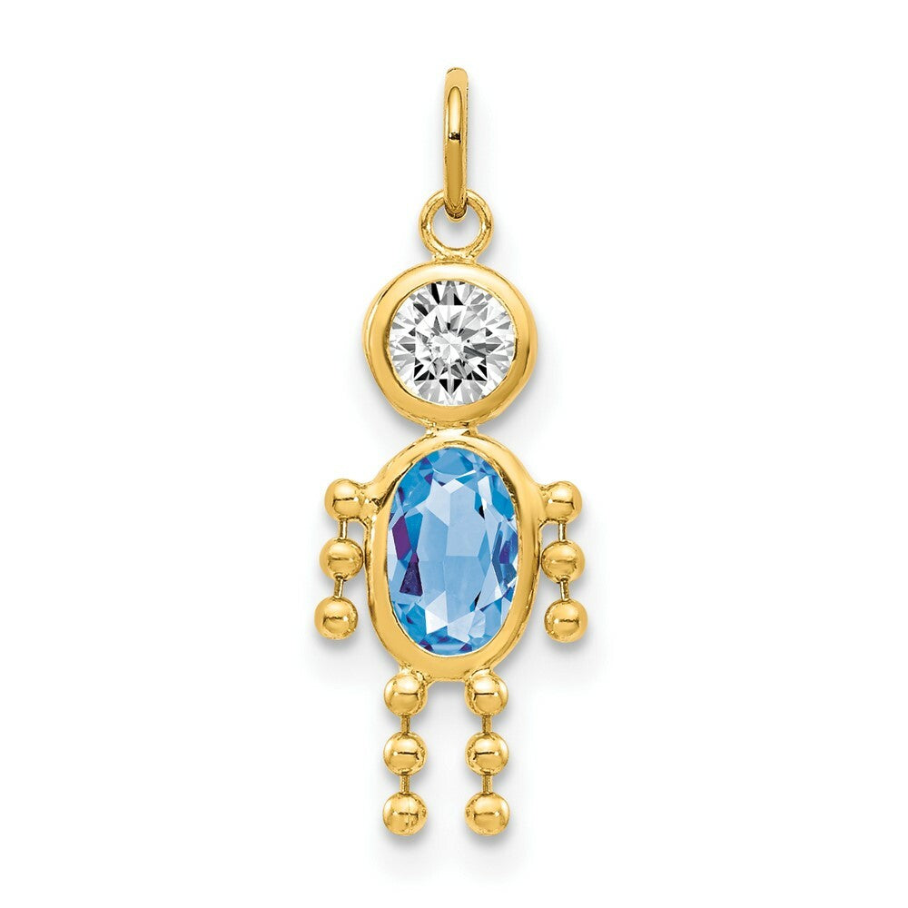 14K Yellow Gold March Boy Birthstone Charm Birthstone Charm Pendant