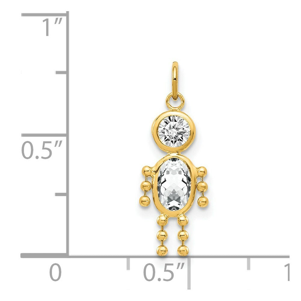 14K Yellow Gold April Boy Birthstone Charm Birthstone Charm Pendant