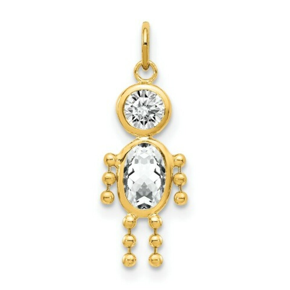 14K Yellow Gold April Boy Birthstone Charm Birthstone Charm Pendant