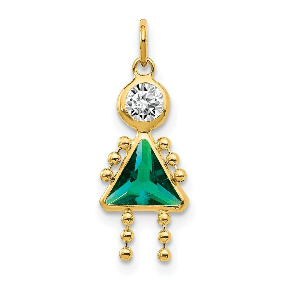 14K Yellow Gold May Girl Birthstone Charm Birthstone Charm Pendant