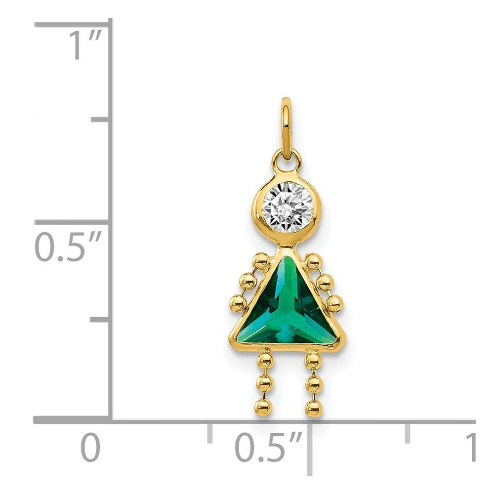 14K Yellow Gold May Girl Birthstone Charm Birthstone Charm Pendant