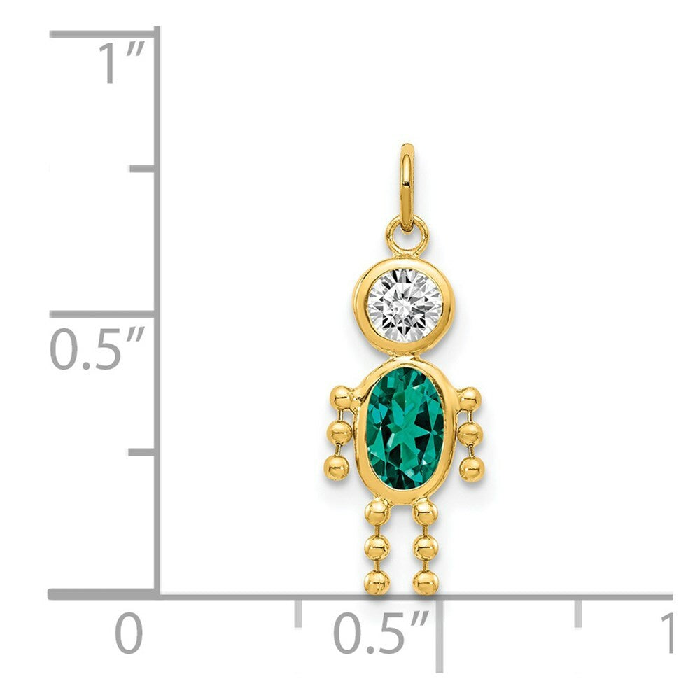 14K Yellow Gold May Boy Birthstone Charm Birthstone Charm Pendant