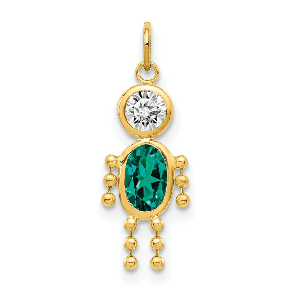 14K Yellow Gold May Boy Birthstone Charm Birthstone Charm Pendant