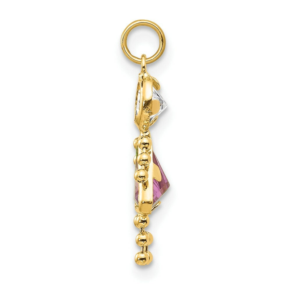 14K Yellow Gold June Girl Birthstone Charm Birthstone Charm Pendant