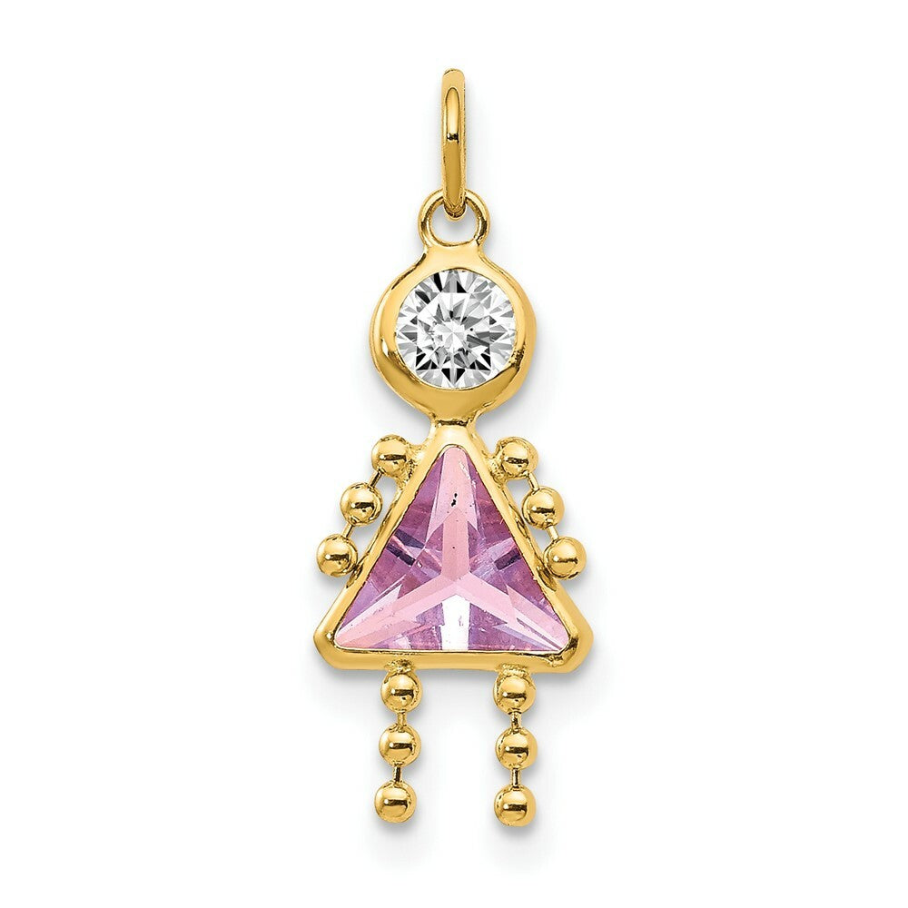 14K Yellow Gold June Girl Birthstone Charm Birthstone Charm Pendant