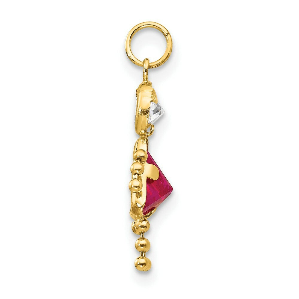 14K Yellow Gold July Girl Birthstone Charm Birthstone Charm Pendant