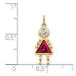 Load image into Gallery viewer, 14K Yellow Gold July Girl Birthstone Charm Birthstone Charm Pendant
