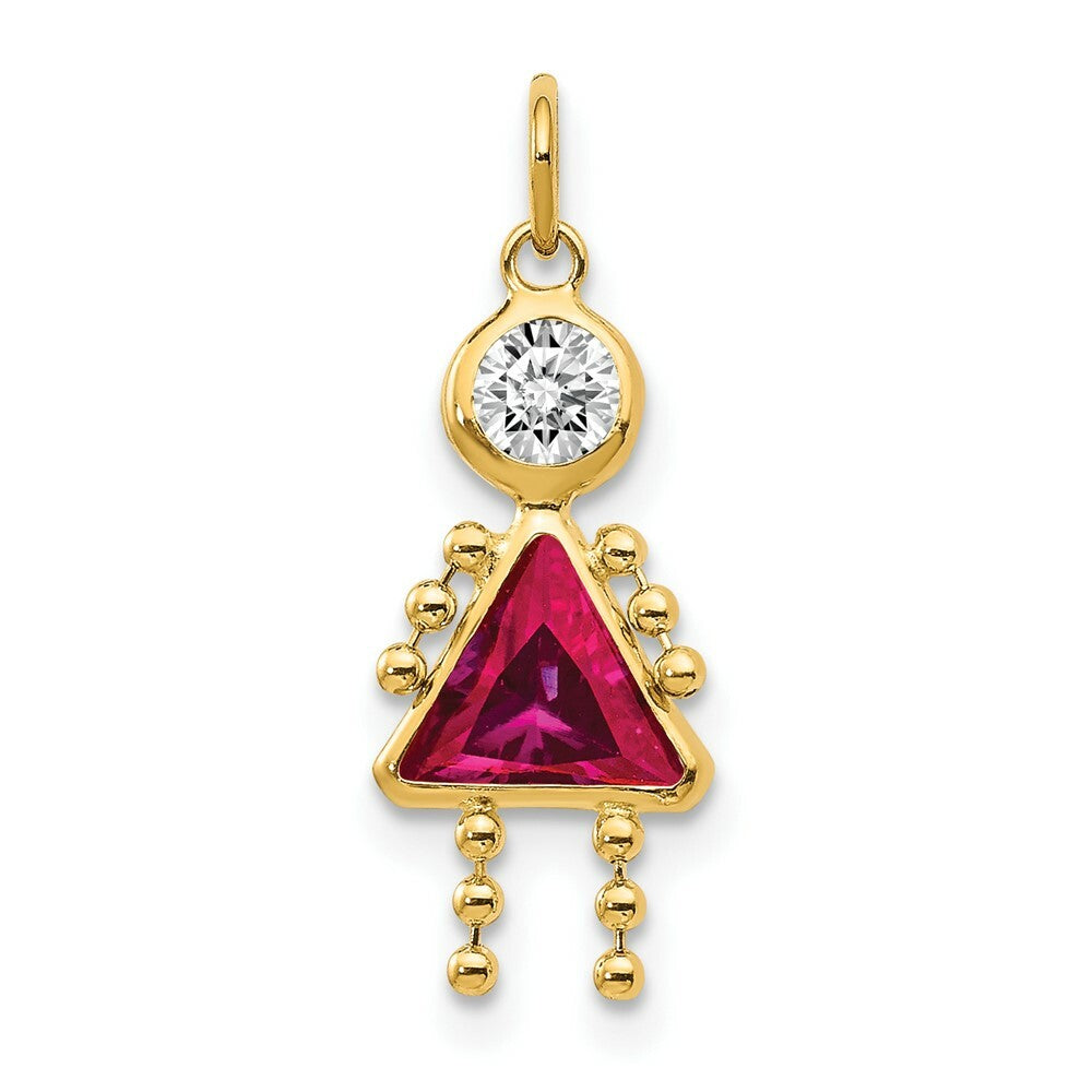 14K Yellow Gold July Girl Birthstone Charm Birthstone Charm Pendant