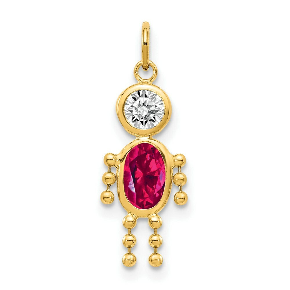 14K Yellow Gold July Boy Birthstone Charm Birthstone Charm Pendant