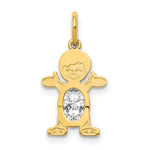 Load image into Gallery viewer, 14K Yellow Gold Boy 6x4 Oval Genuine White Topaz-April Birthstone Charm Pendant
