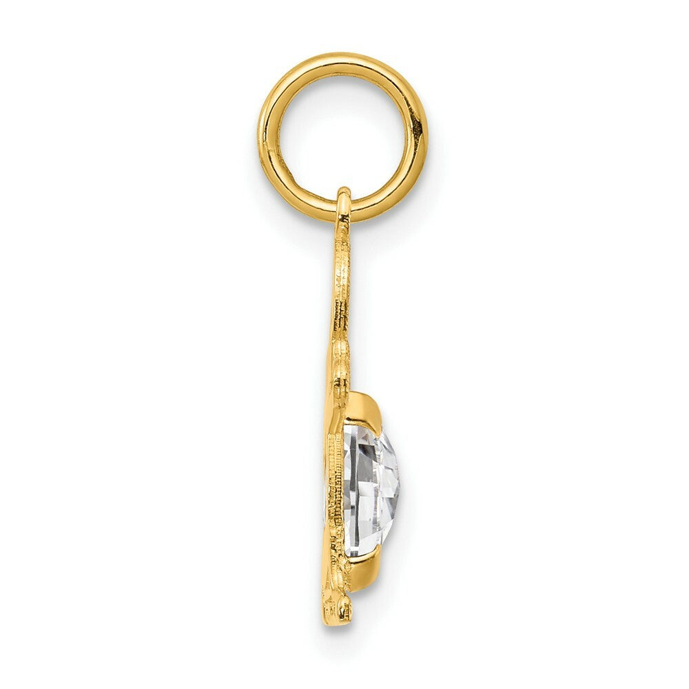 14K Yellow Gold Boy 6x4 Oval Genuine White Topaz-April Birthstone Charm Pendant