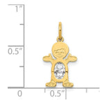 Load image into Gallery viewer, 14K Yellow Gold Boy 6x4 Oval Genuine White Topaz-April Birthstone Charm Pendant
