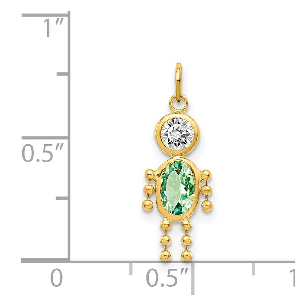 14K Yellow Gold August Boy Birthstone Charm Birthstone Charm Pendant