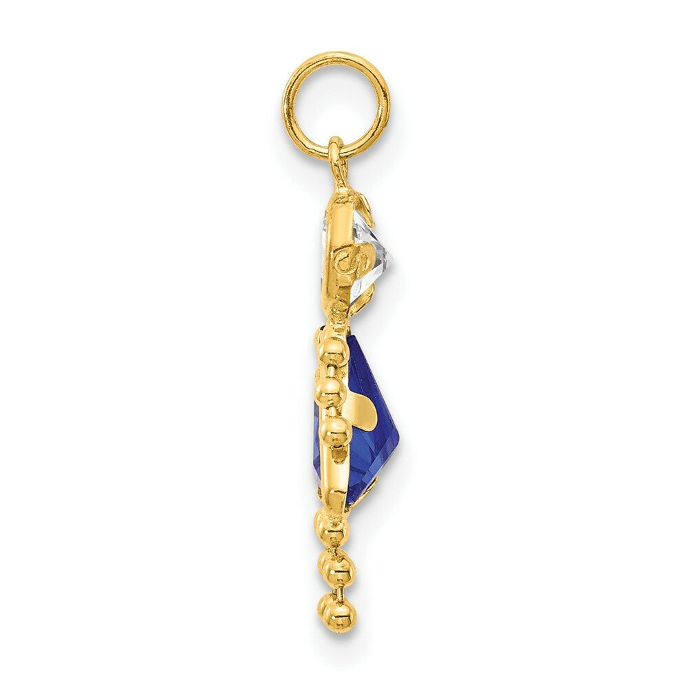 14K Yellow Gold September Girl Birthstone Charm Birthstone Charm Pendant