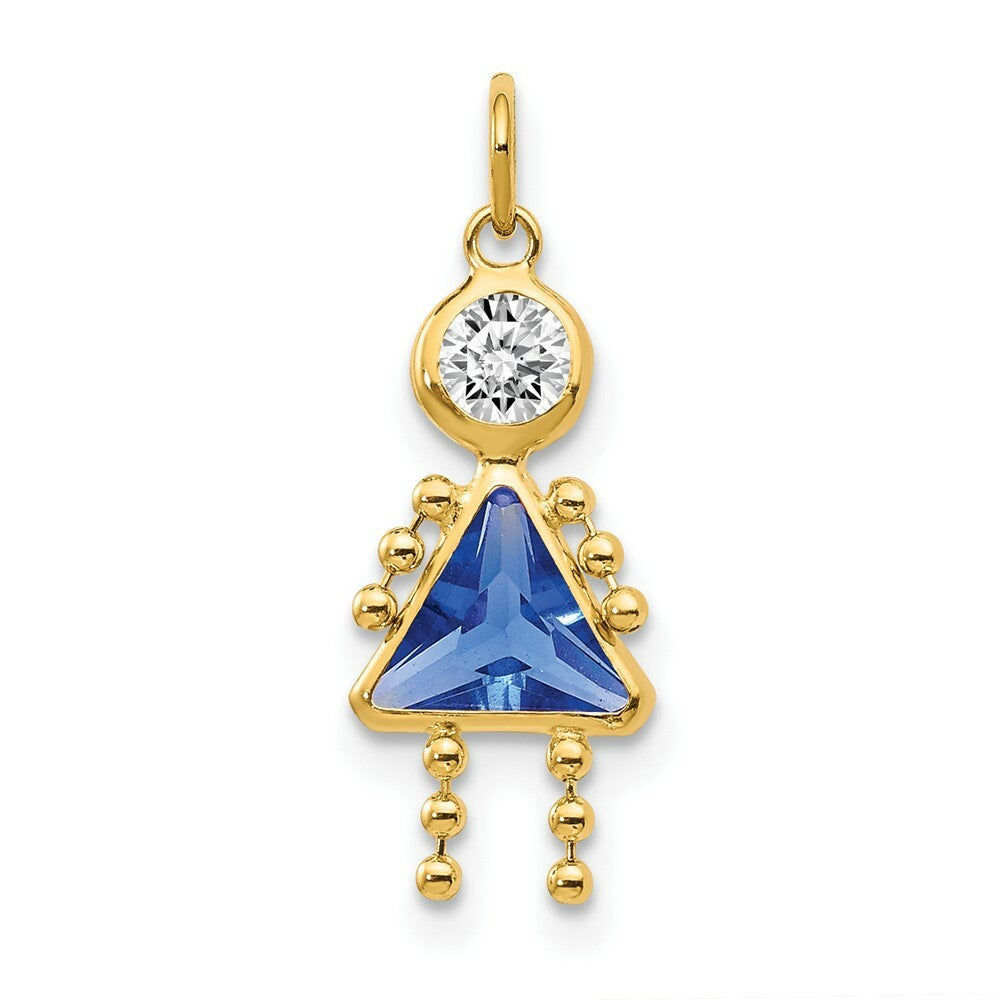 14K Yellow Gold September Girl Birthstone Charm Birthstone Charm Pendant