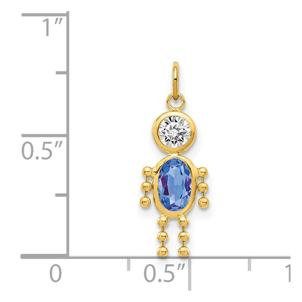 14K Yellow Gold September Boy Birthstone Charm Birthstone Charm Pendant