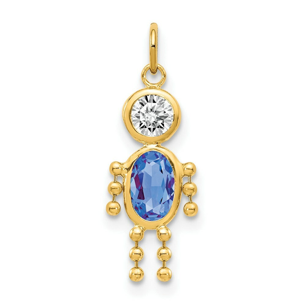 14K Yellow Gold September Boy Birthstone Charm Birthstone Charm Pendant