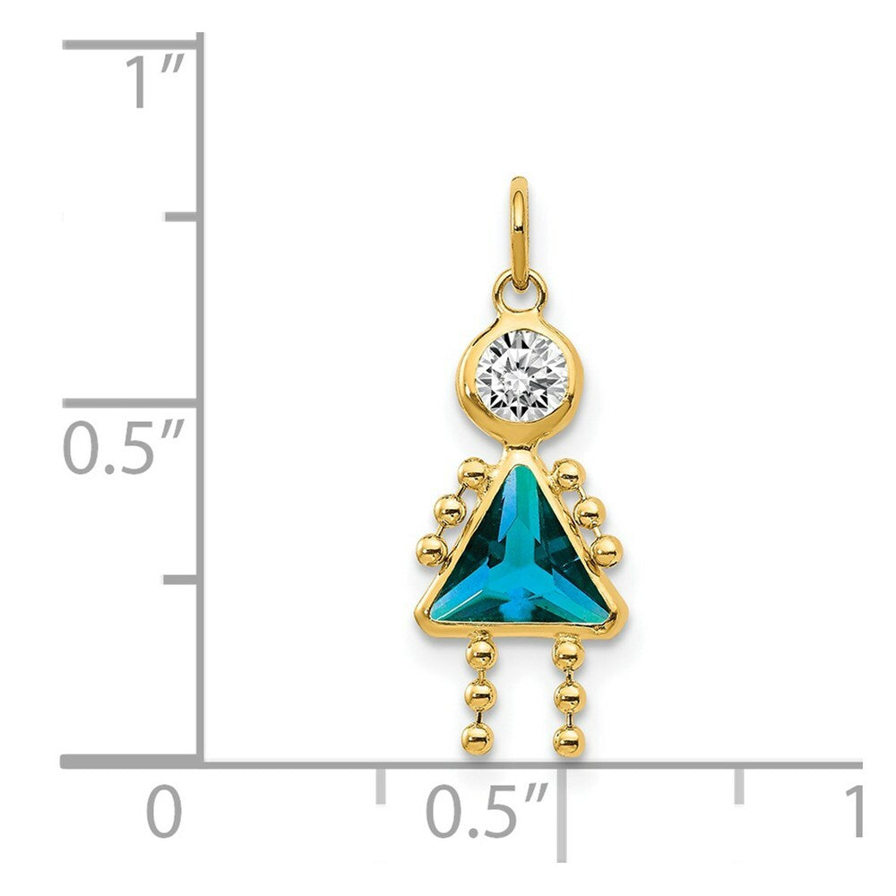 14K Yellow Gold December Girl Birthstone Charm Birthstone Charm Pendant