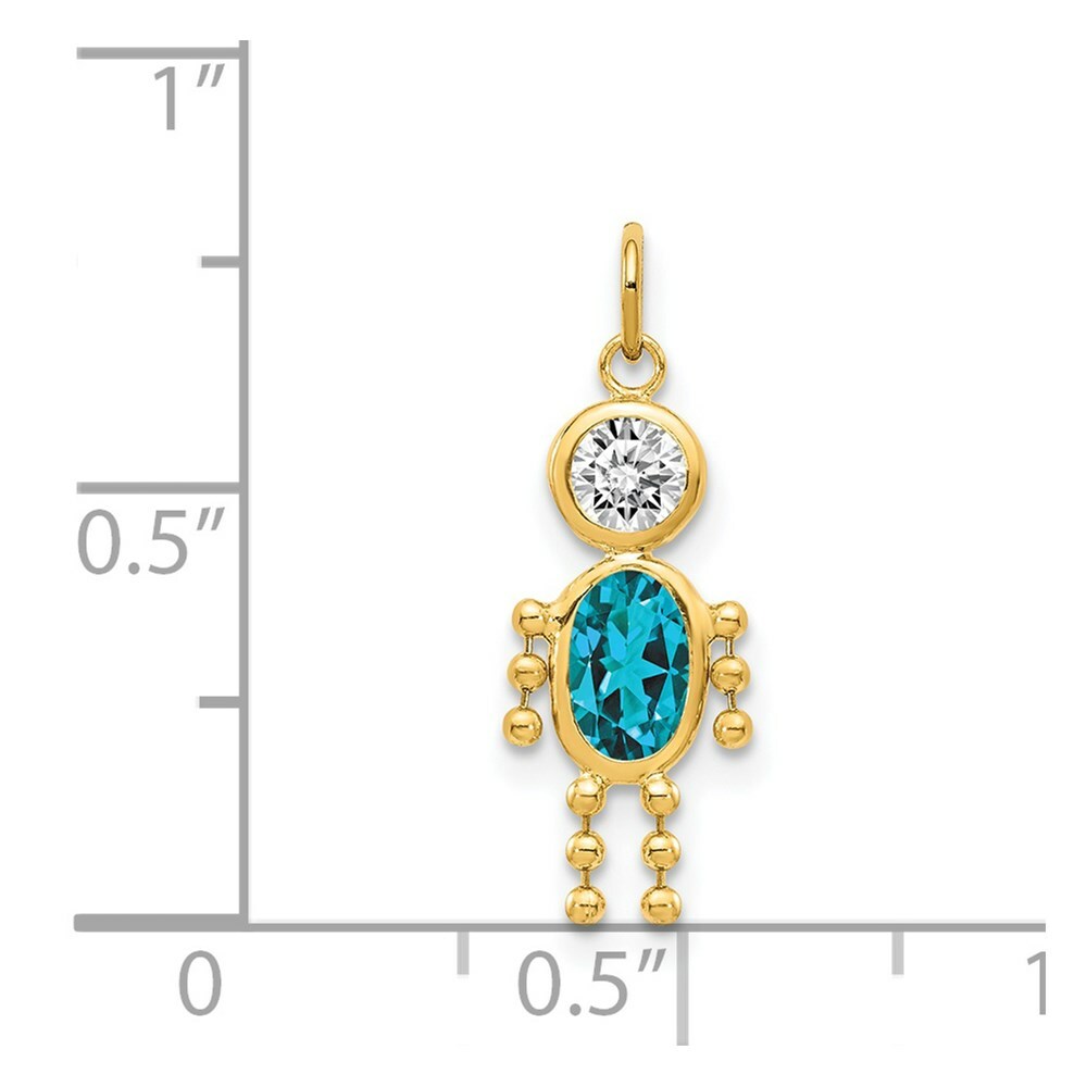 14K Yellow Gold December Boy Birthstone Charm Birthstone Charm Pendant