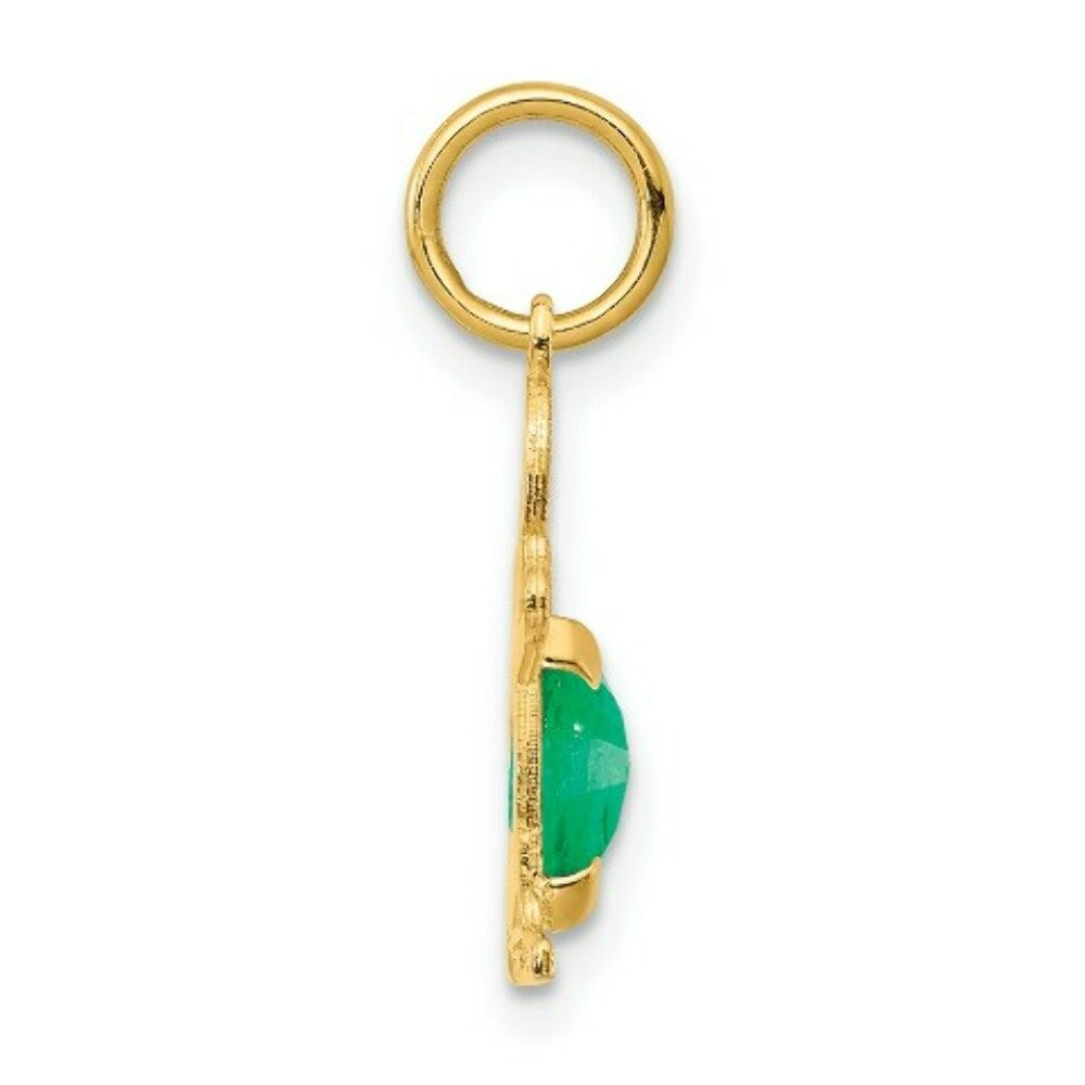 14K Yellow Gold Boy 6x4 Oval Genuine Emerald-May Birthstone Charm Pendant