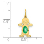 Load image into Gallery viewer, 14K Yellow Gold Boy 6x4 Oval Genuine Emerald-May Birthstone Charm Pendant
