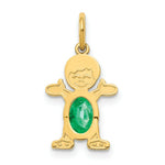 Load image into Gallery viewer, 14K Yellow Gold Boy 6x4 Oval Genuine Emerald-May Birthstone Charm Pendant
