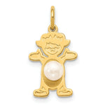 Load image into Gallery viewer, 14K Yellow Gold Girl 4mm Freshwater Cultured Pearl-June Birthstone Charm Pendant
