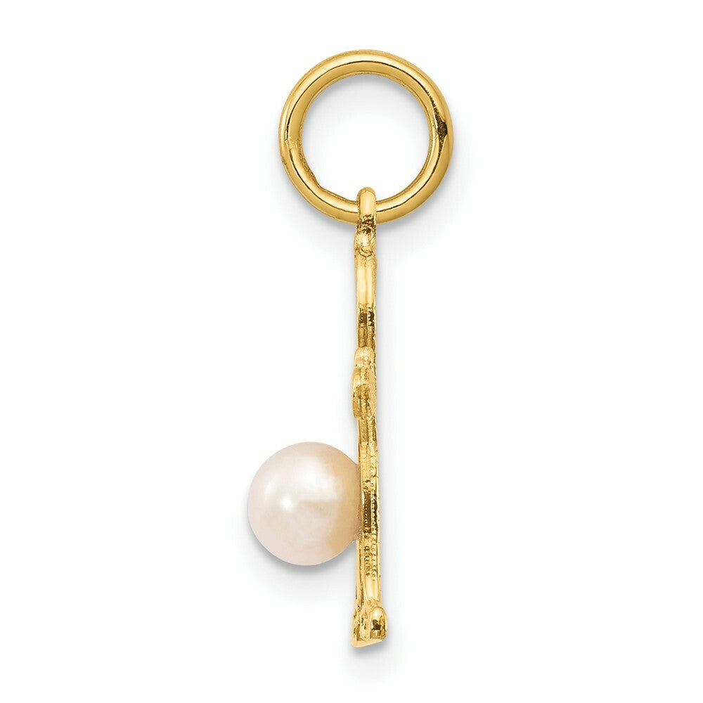 14K Yellow Gold Boy 4mm Freshwater Cultured Pearl-June Birthstone Charm Pendant