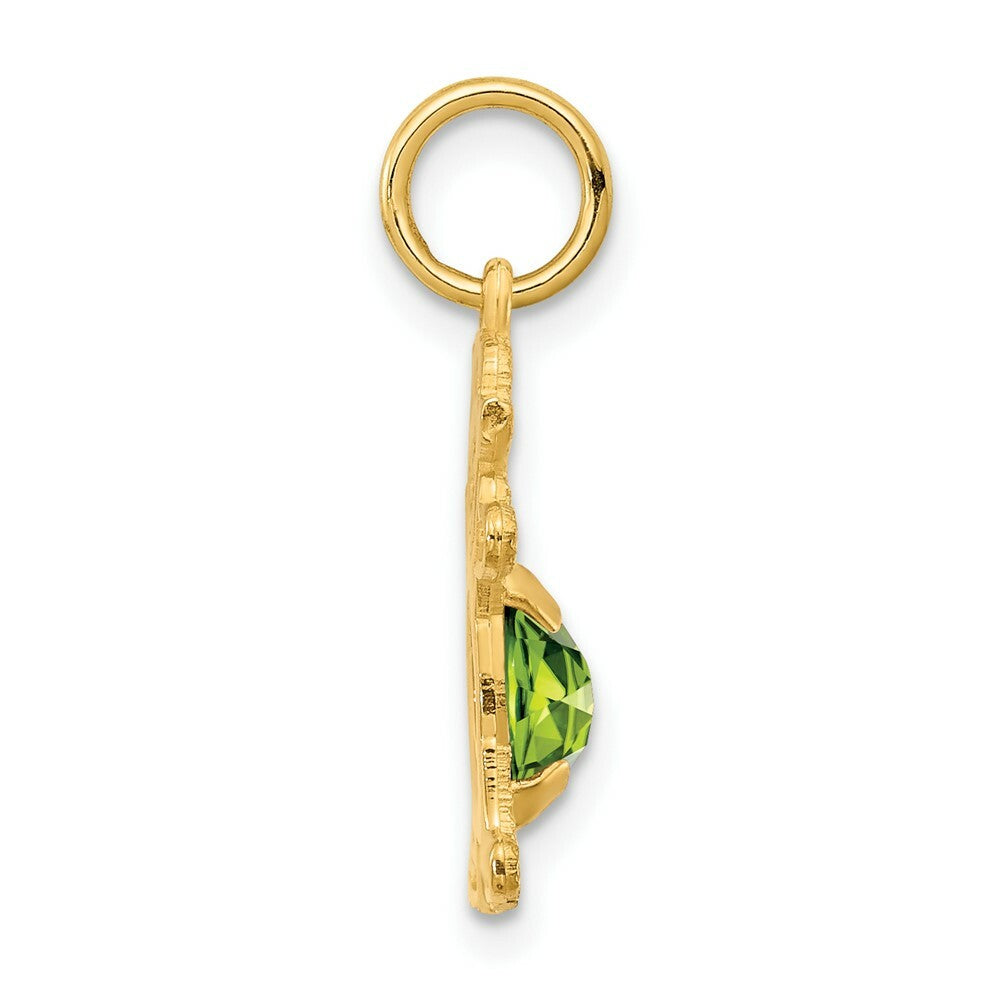 14K Yellow Gold Girl 6x4 Oval Genuine Peridot-August Birthstone Charm Pendant