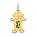 Load image into Gallery viewer, 14K Yellow Gold Girl 6x4 Oval Genuine Peridot-August Birthstone Charm Pendant
