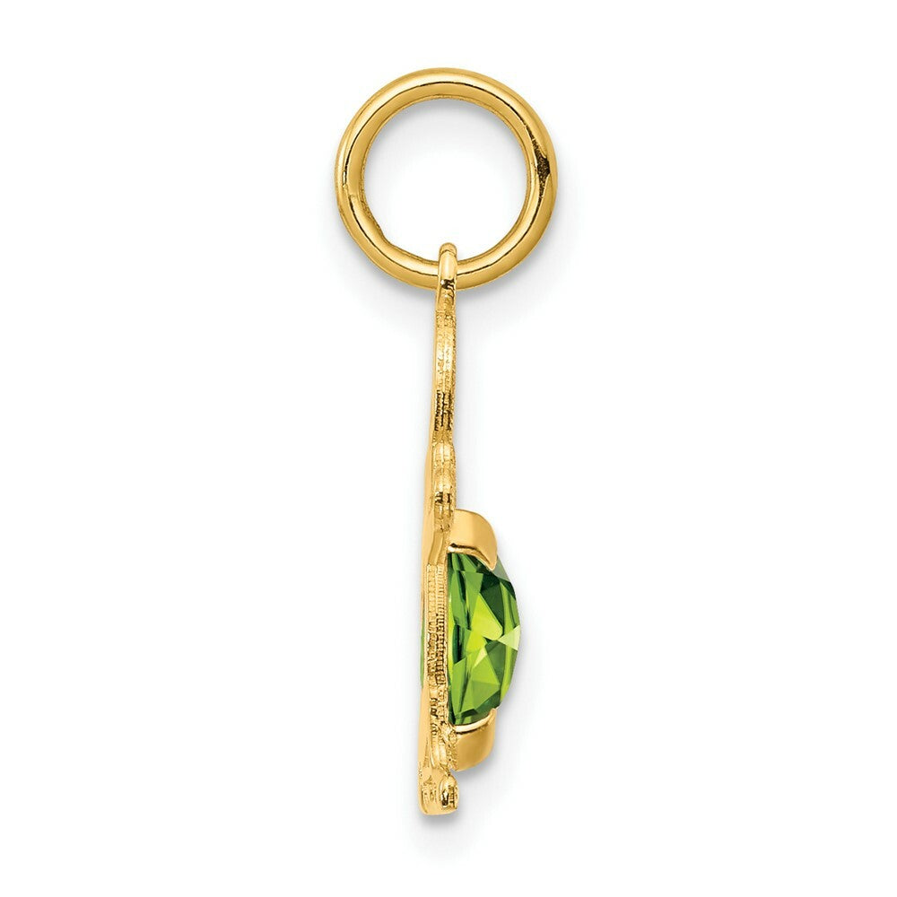 14K Yellow Gold Boy 6x4 Oval Genuine Peridot-August Birthstone Charm Pendant