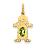 Load image into Gallery viewer, 14K Yellow Gold Boy 6x4 Oval Genuine Peridot-August Birthstone Charm Pendant
