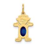 Load image into Gallery viewer, 14K Yellow Gold Girl 6x4 Oval Genuine Sapphire-September Birthstone Charm Pendant
