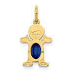 Load image into Gallery viewer, 14K Yellow Gold Boy 6x4 Oval Genuine Sapphire-September Birthstone Charm Pendant
