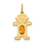 Load image into Gallery viewer, 14K Yellow Gold Girl 6x4 Oval Genuine Citrine-November Birthstone Charm Pendant
