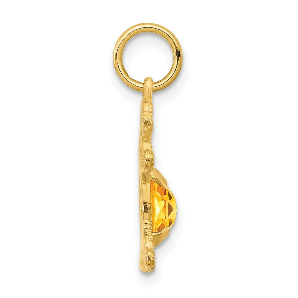14K Yellow Gold Girl 6x4 Oval Genuine Citrine-November Birthstone Charm Pendant