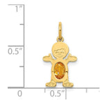 Load image into Gallery viewer, 14K Yellow Gold Boy 6x4 Oval Genuine Citrine-November Birthstone Charm Pendant
