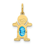 Load image into Gallery viewer, 14K Yellow Gold Boy 6x4 Oval Genuine Blue Topaz-December Birthstone Charm Pendant
