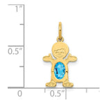 Load image into Gallery viewer, 14K Yellow Gold Boy 6x4 Oval Genuine Blue Topaz-December Birthstone Charm Pendant

