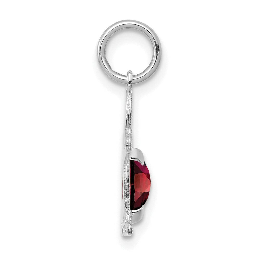14K White Gold Boy 6x4 Oval Genuine Garnet-January Birthstone Charm Pendant