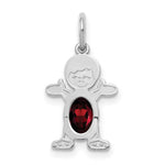 Load image into Gallery viewer, 14K White Gold Boy 6x4 Oval Genuine Garnet-January Birthstone Charm Pendant
