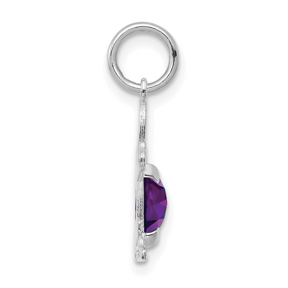 14K White Gold Boy 6x4 Oval Genuine Amethyst-February Birthstone Charm Pendant