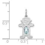 Load image into Gallery viewer, 14K White Gold Girl 6x4 Oval Genuine Aquamarine-March Birthstone Charm Pendant
