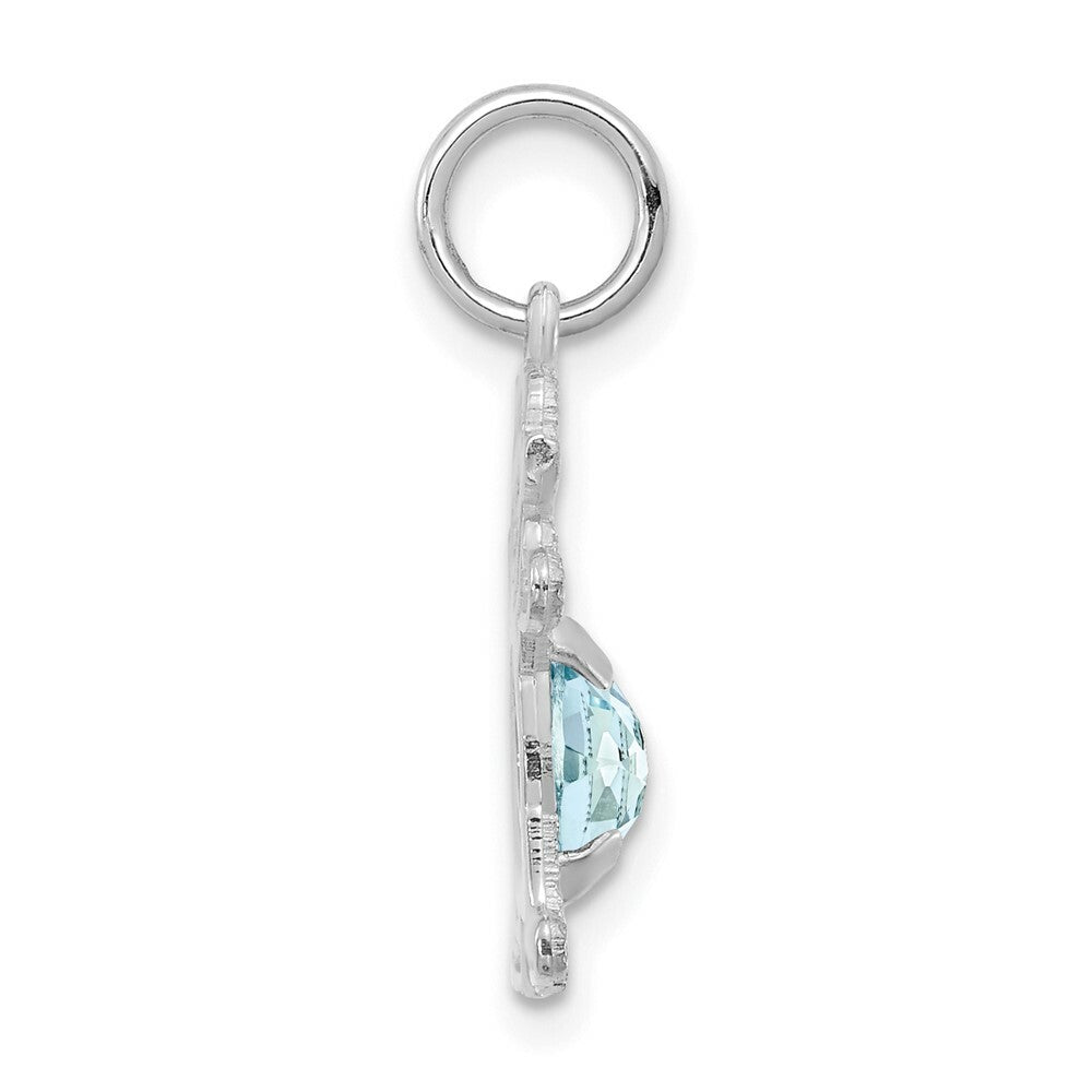 14K White Gold Girl 6x4 Oval Genuine Aquamarine-March Birthstone Charm Pendant