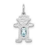 Load image into Gallery viewer, 14K White Gold Girl 6x4 Oval Genuine Aquamarine-March Birthstone Charm Pendant
