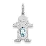 Load image into Gallery viewer, 14K White Gold Boy 6x4 Oval Genuine Aquamarine-March Birthstone Charm Pendant
