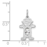 Load image into Gallery viewer, 14K White Gold Girl 6x4 Oval Genuine White Topaz-April Birthstone Charm Pendant
