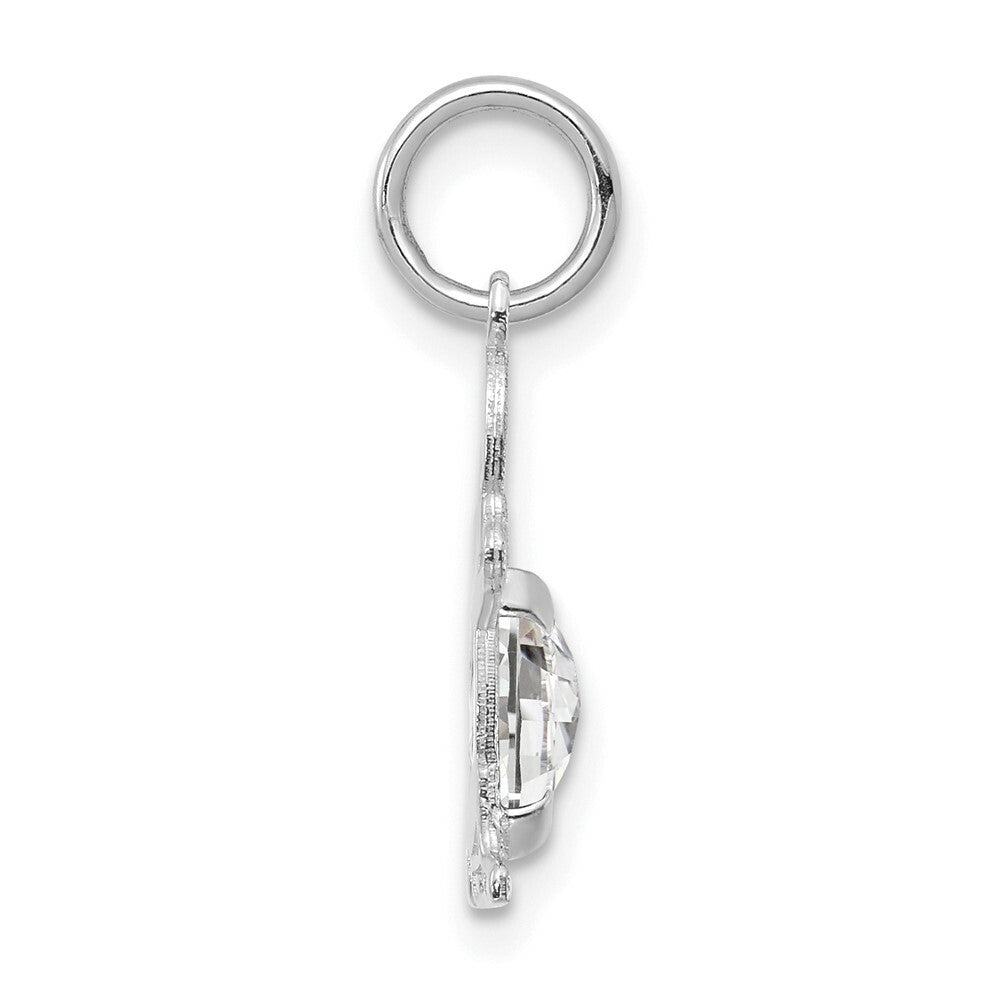14K White Gold Boy 6x4 Oval Genuine White Topaz-April Birthstone Charm Pendant