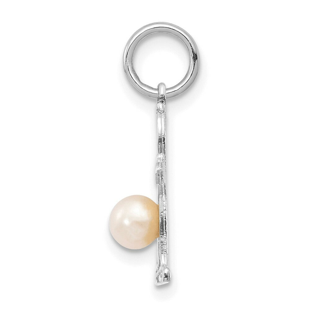 14K White Gold Boy 4mm Freshwater Cultured Pearl-June Birthstone Charm Pendant