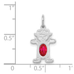 Load image into Gallery viewer, 14K White Gold Girl 6x4 Oval Genuine Ruby-July Birthstone Charm Pendant
